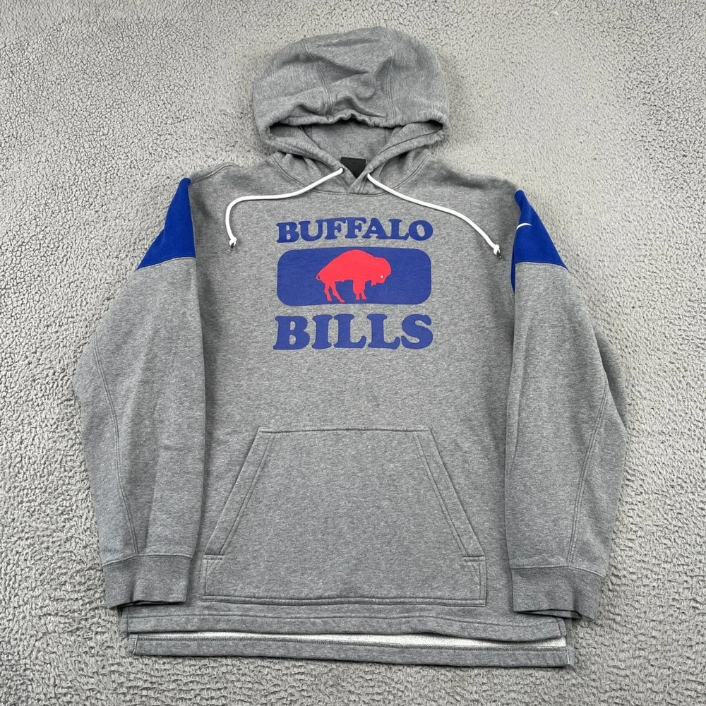 Buffalo Bills NFL Team Apparel Pullover Fleece Swoosh Nike Hoodie Mens S Gray